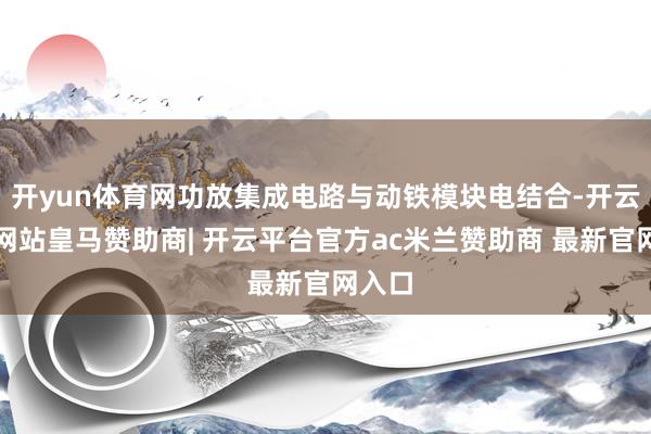 开yun体育网功放集成电路与动铁模块电结合-开云平台网站皇马赞助商| 开云平台官方ac米兰赞助商 最新官网入口