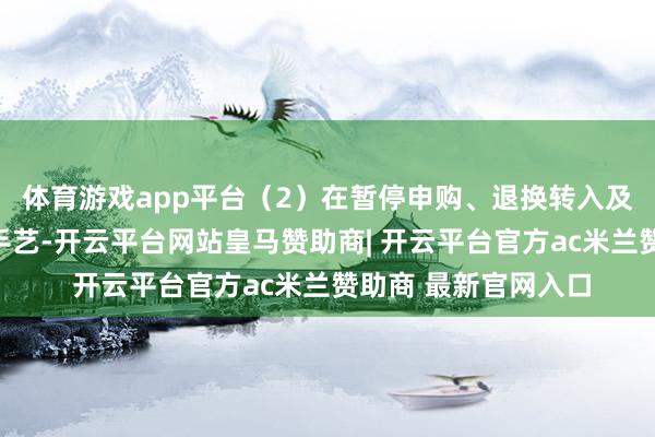 体育游戏app平台（2）在暂停申购、退换转入及依期定额投资业务手艺-开云平台网站皇马赞助商| 开云平台官方ac米兰赞助商 最新官网入口