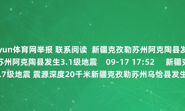 开yun体育网举报 联系阅读  新疆克孜勒苏州阿克陶县发生3.1级地震新疆克孜勒苏州阿克陶县发生3.1级地震    09-17 17:52     新疆克孜勒苏州乌恰县发生3.7级地震 震源深度20千米新疆克孜勒苏州乌恰县发生3.7级地震 震源深度20千米    424  09-06 10:41     青海海西州直辖区发生3.7级地震青海海西州直辖区发生3.7级地震    08-19 13:30     新疆克孜勒苏州阿合奇县发生3.7级地震新疆克孜勒苏州阿合奇县发生3.7级地震    486  08-19 07:17     台湾宜兰县海域隔壁发生4.3级操纵地震台湾宜兰县海域隔壁发生4.3级操纵地震    1137  08-15 19:36     一财最热      点击关闭-开云平台网站皇马赞助商| 开云平台官方ac米兰赞助商 最新官网入口
